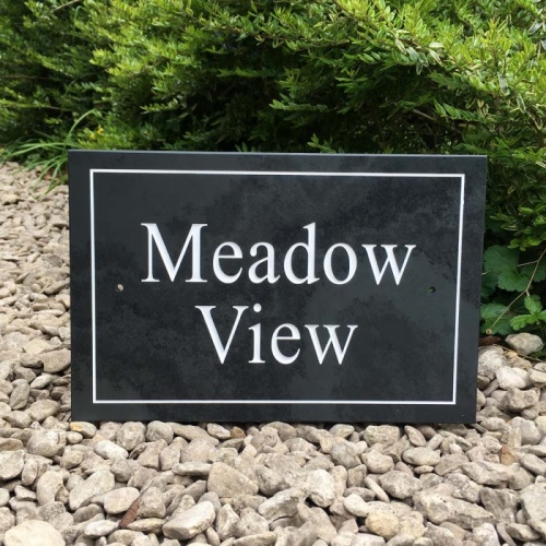 Slate House Sign with BORDER 30 x 200mm - TWO LINES